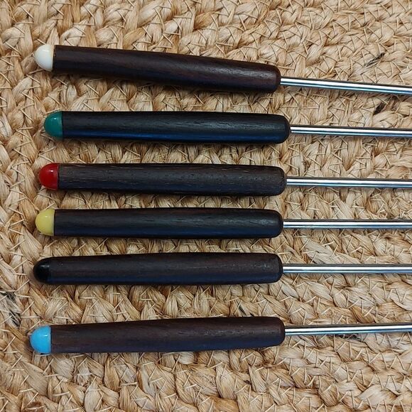 Vintage 6-Piece Stainless Steel Fondue Forks Original Box - Picture 5 of 11